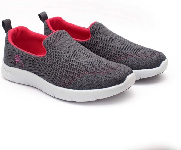 Dark Grey Slip-On Sports Shoes with Red Lining