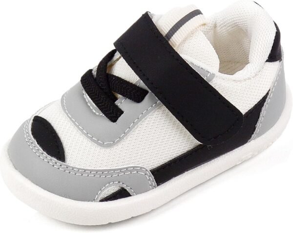 Baby Boy Sporty Sneakers – Black, White & Gray